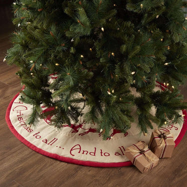 Burlap Santa Christmas Tree Skirt 48 VHC Brands - The Fox Decor
